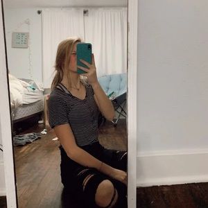 Black and White striped AE t shirt